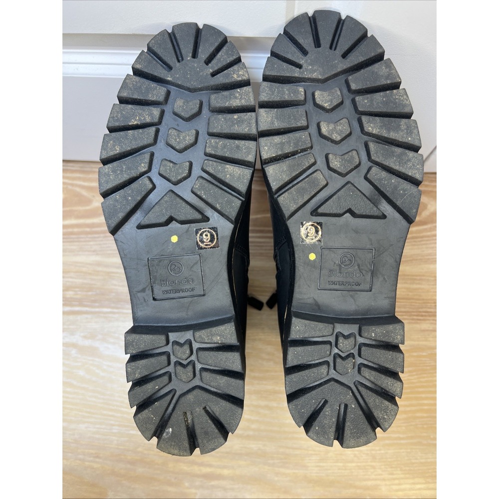Blondo Dagger Waterproof Boots 9M Black Echo Nubuck Leather Zip Buckle B7328 EUC - Picture 9 of 13